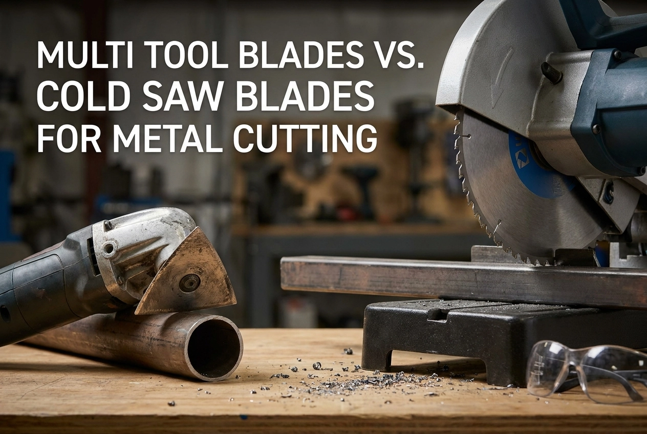 Professional header image for comparison analysis: Multi Tool Blades vs. Cold Saw Blades for Metal Cutting